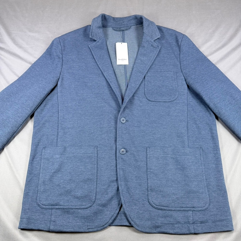 Goodfellow Men XL Deep Blue Cotton Blend Blazer Two Button Casual Sport Coat